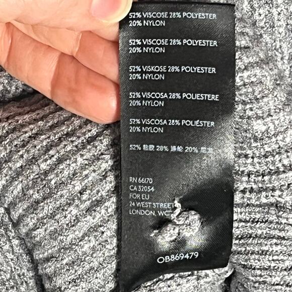 ANTHROPOLOGIE Sweater Medium Gray‎ V Neck Ribbed Tie Front Long Sleeve Relaxed - Picture 11 of 11